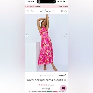 Hello molly LOVE LOOP MIDI DRESS FUCHSIA